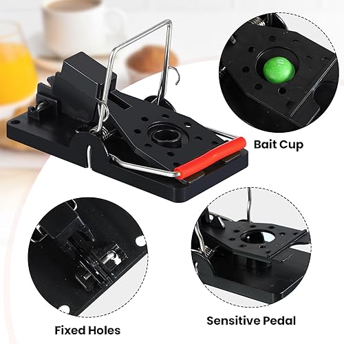 Miniatura 6 de Qualirey 18 trampas de plástico para ratones a presión, reutilizables, rápidas, efectivas, seguras para interiores y exteriores, casa, almacén,