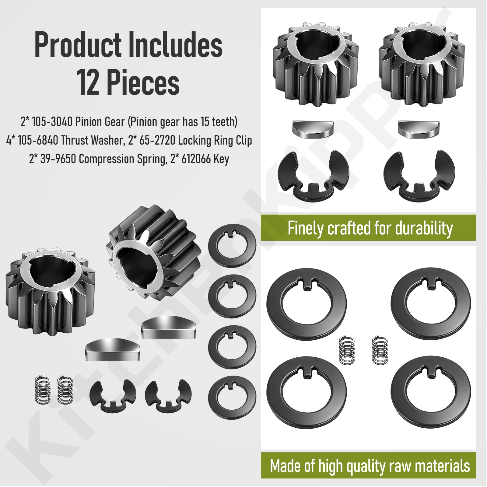 KitchenKipper 105-3040 Recycler Rear Wheel Gear Kit (15 Teeth) for
