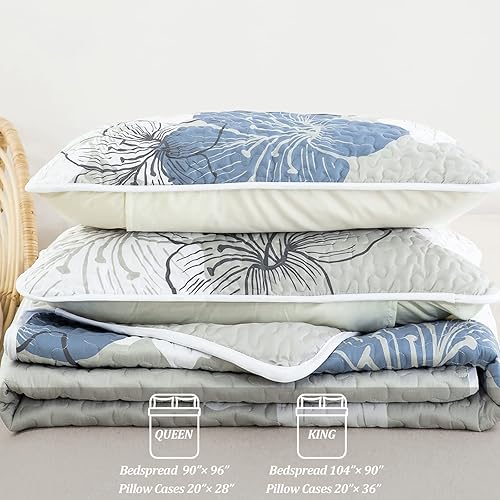 Miniatura 60 de DJY Juego de edredón de 3 piezas, tamaño Queen, con patrón floral amarillo, elegante colcha bohemia con 2 fundas de almohada, juego de ropa de cama