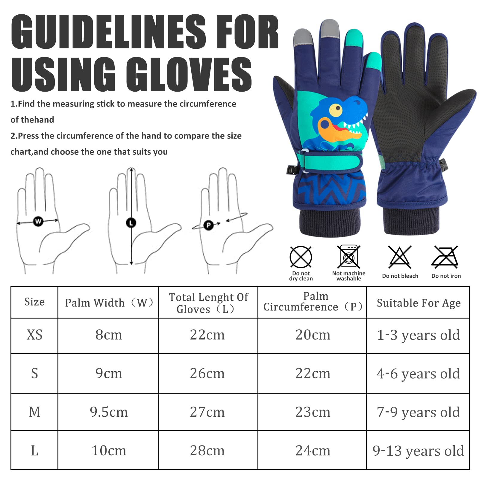 Guanti Invernali Bambini Impermeabili - Per Sci E Neve - Con Unicorno Rosa - Taglie 3-8 Anni - Foto 7