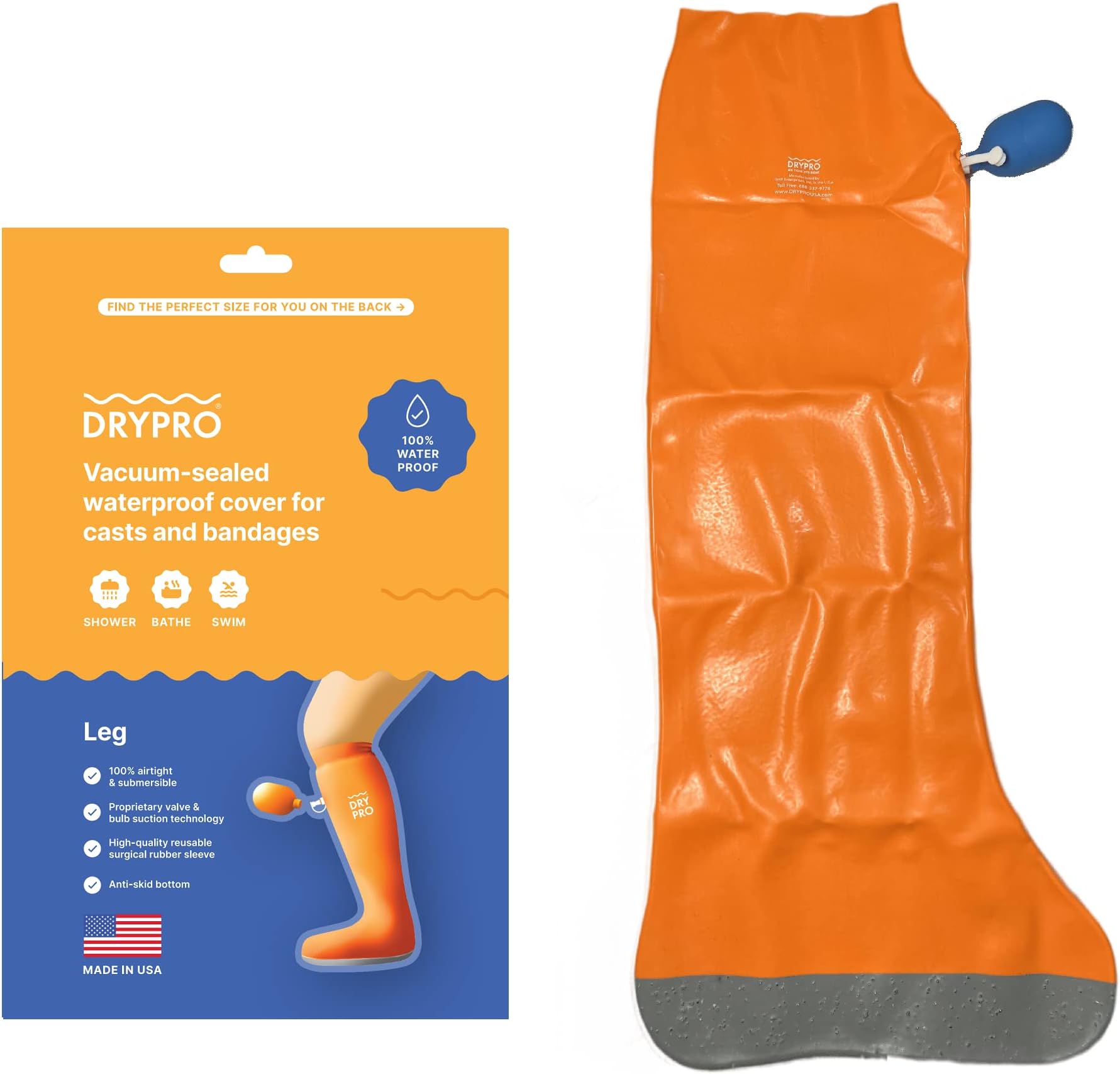 DRY PRO Waterproof Leg Cast Cover Sized for both Kids and