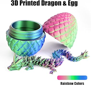 12 3D Printed Dragon Eggs with Dragon, Articulated 3D Fidget Toys for Kids