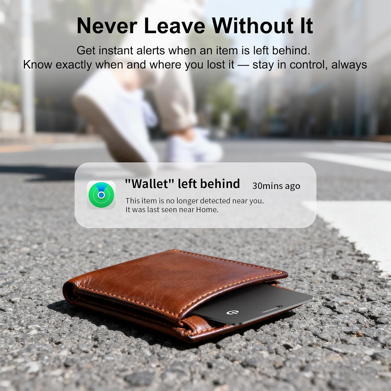 1 Pack Wallet Tracker Tag (MFi Certified) Compatible with Apple Find My (iOS Only), Card 0.06in Bluetooth Tracker for Wallets, Luggage, Passport, Wireless Charging, Anti-Loss Card Locator Black