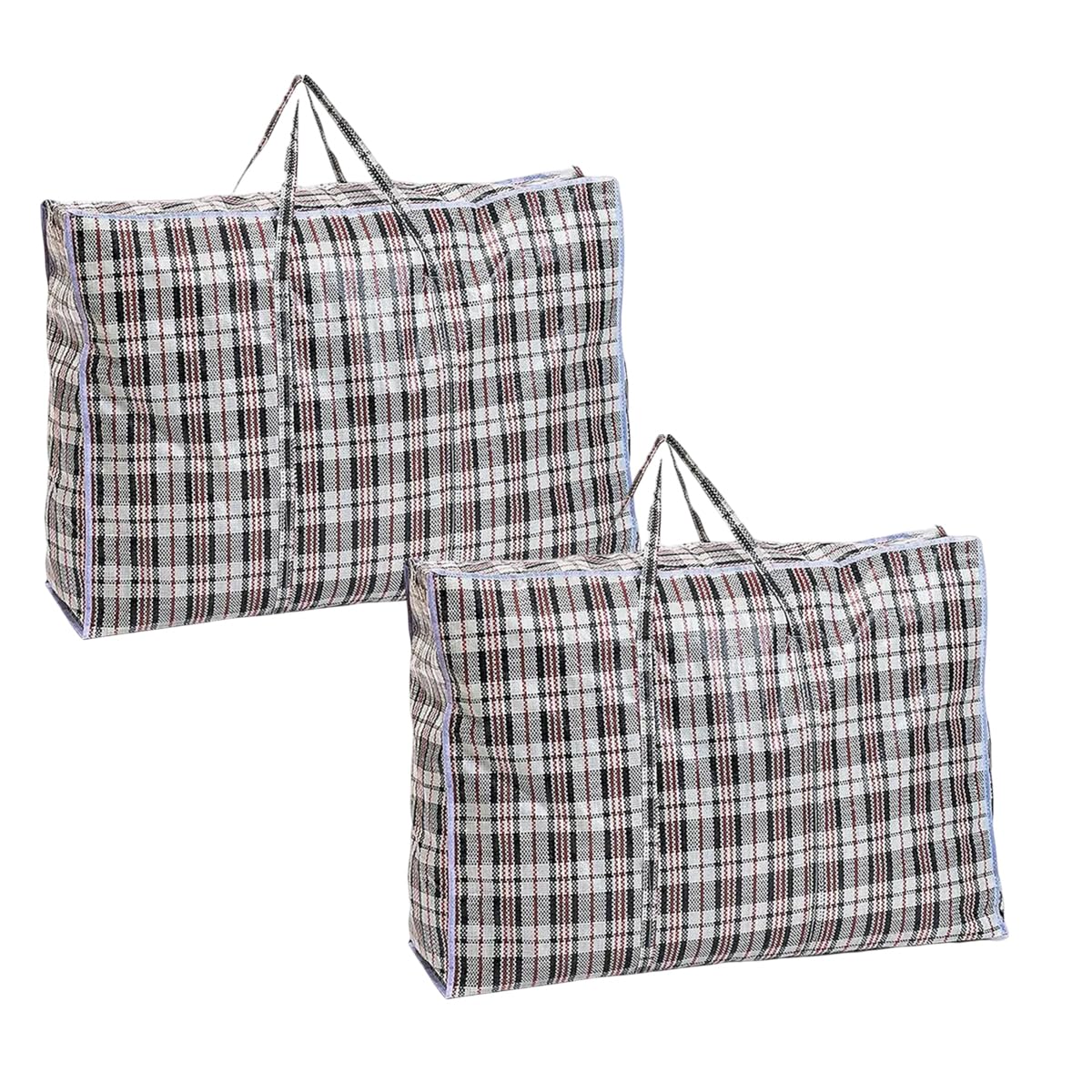 iPEAK Storage Bags Extra Large Heavy Duty Jumbo Laundry Bag Waterproof Dust Resistant Reusable Double Zipper Bag For Moving House Clothing, Wardrobe storage, toys, bedding (2 Black Check)