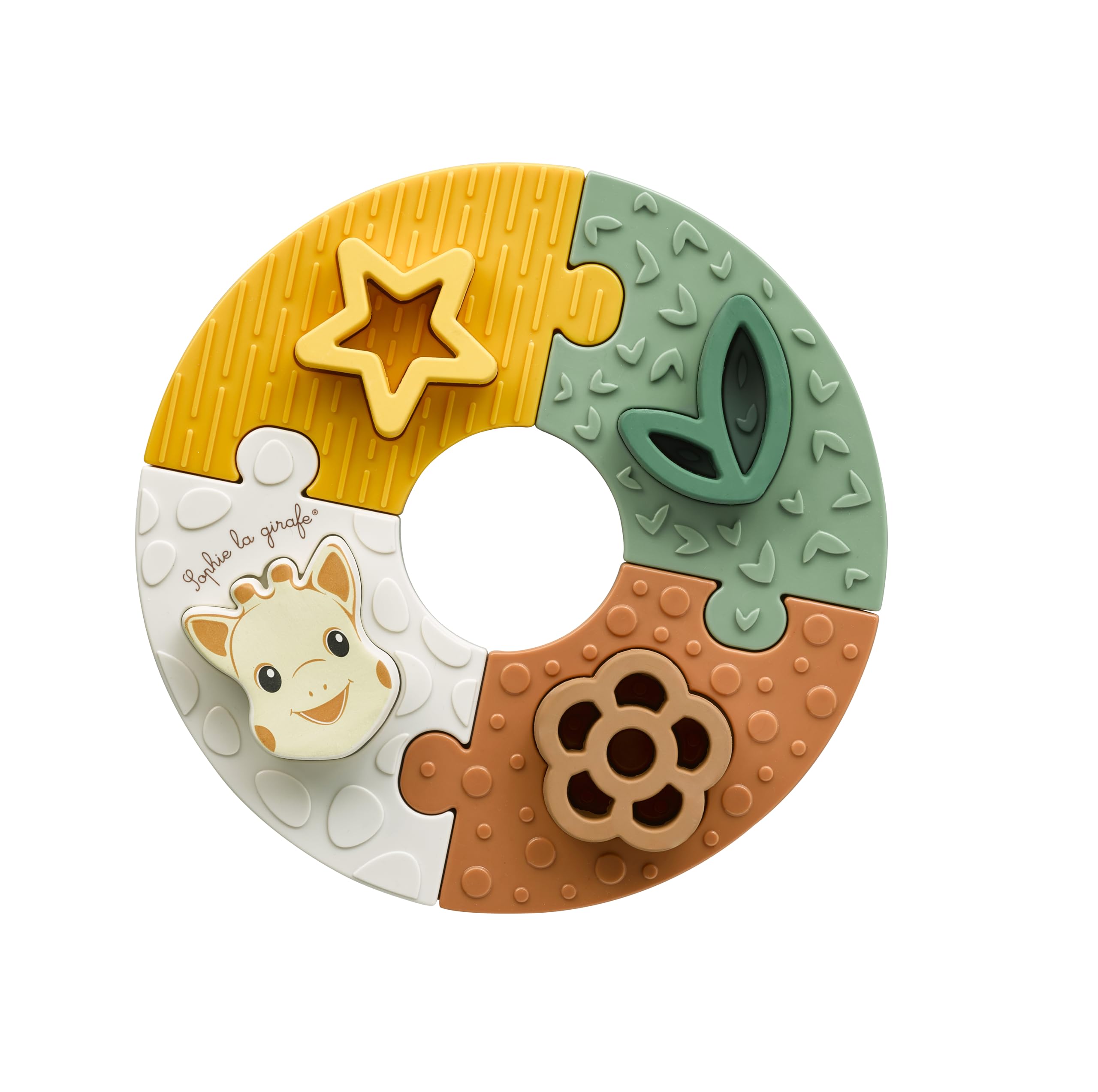 Vulli Sophie La Giraffe - Moje pierwsze puzzle dla dzieci 10 miesięcy+ z 4 elementami z naturalnej gumy - sensoryczna zabawka do czuwania i ząbkowania - rozwija zdolności motoryczne i koordynację