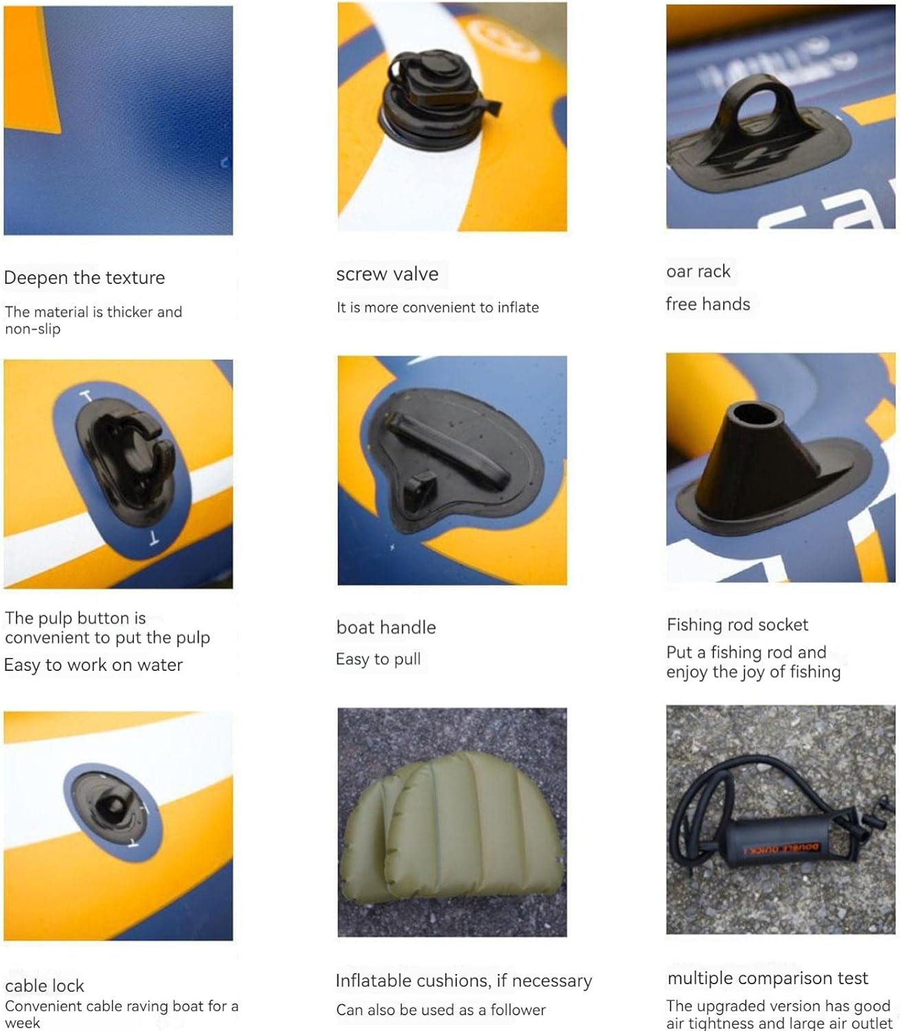 Fishing Leisure Inflatable Boats for 2 and 3 People Options, Thickened Rubber Boats, Double Kayaks, Suitable for All Ages(Size:2 People)