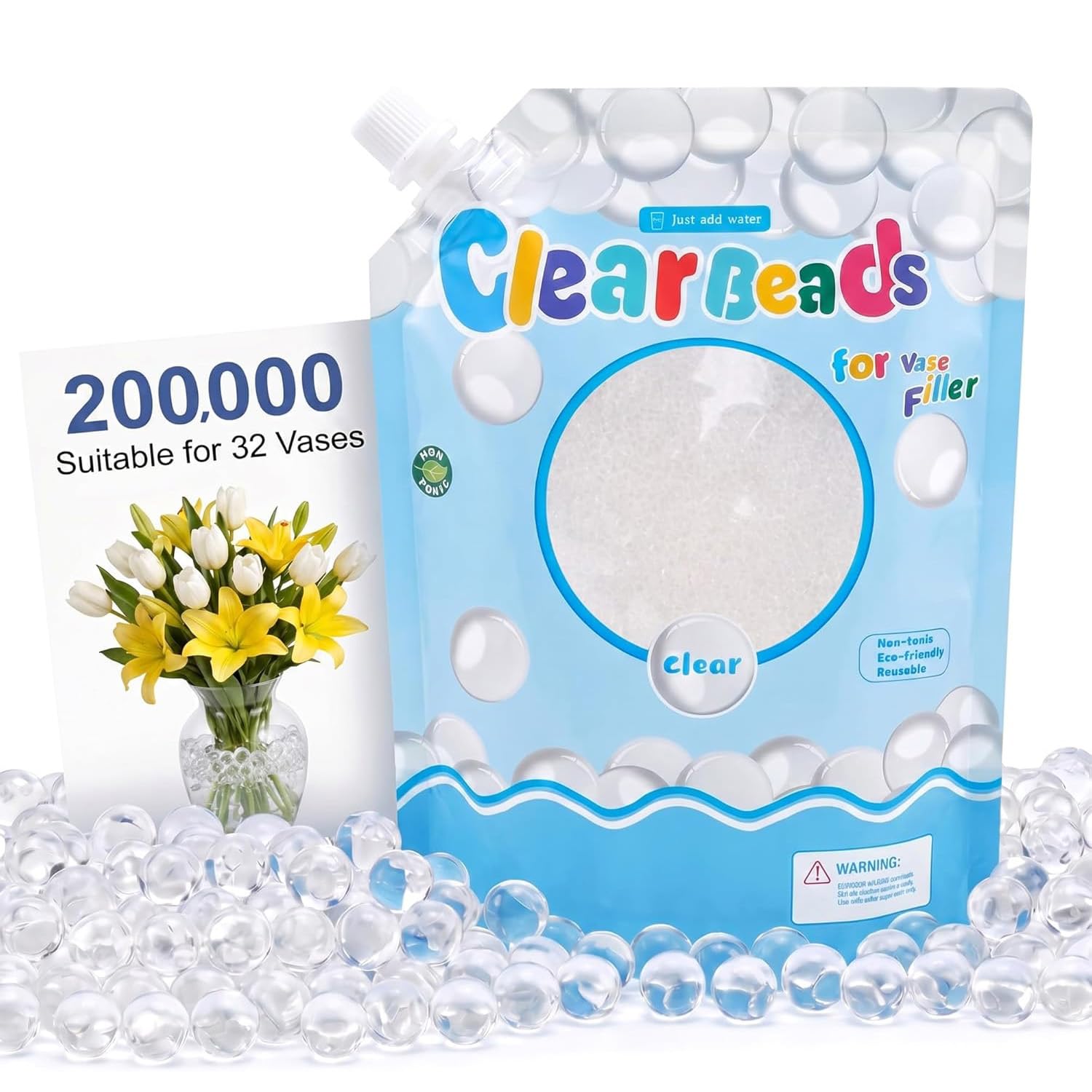 MAGICLUB 200,000 Clear Beads for Vases, Transparent Vase Filler, Christmas Decoration, Wedding Centerpiece, Floating Candles, Floral Decoration