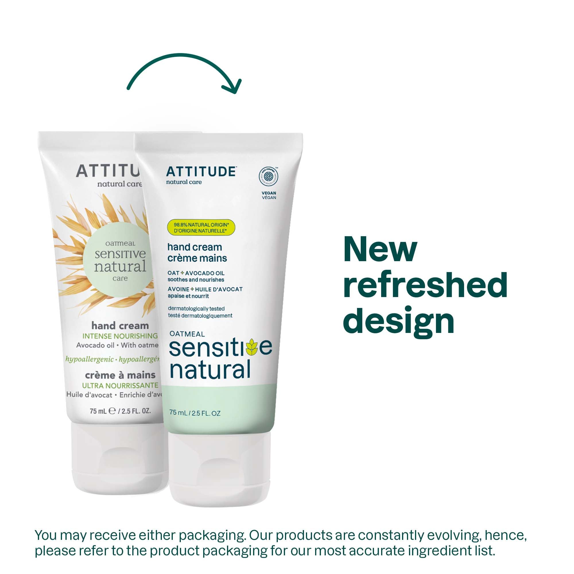ATTITUDE Hand Cream for Sensitive Skin with Oat and Avocado Oil EWG Verified, Dermatologically Tested, Vegan, 75 mL - Image 2