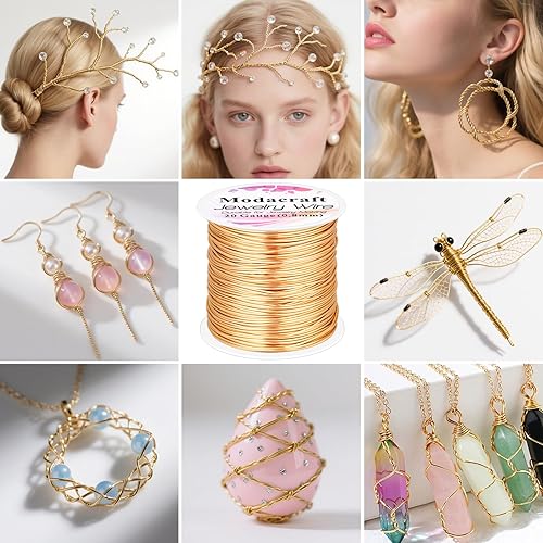 Miniatura 23 de Modacraft - 3 rollos de alambre plateado de calibre 20/24 con alicates de joyería 4 en 1, resistente al deslustre, calibre 20, alambre de joyería