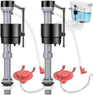 Universal Toilet Repair Kit for Inside Tank – Includes Adjustable Fill Valve & 2-Inch Flapper, Quiet & Easy Installation (Red, 2-Pack)