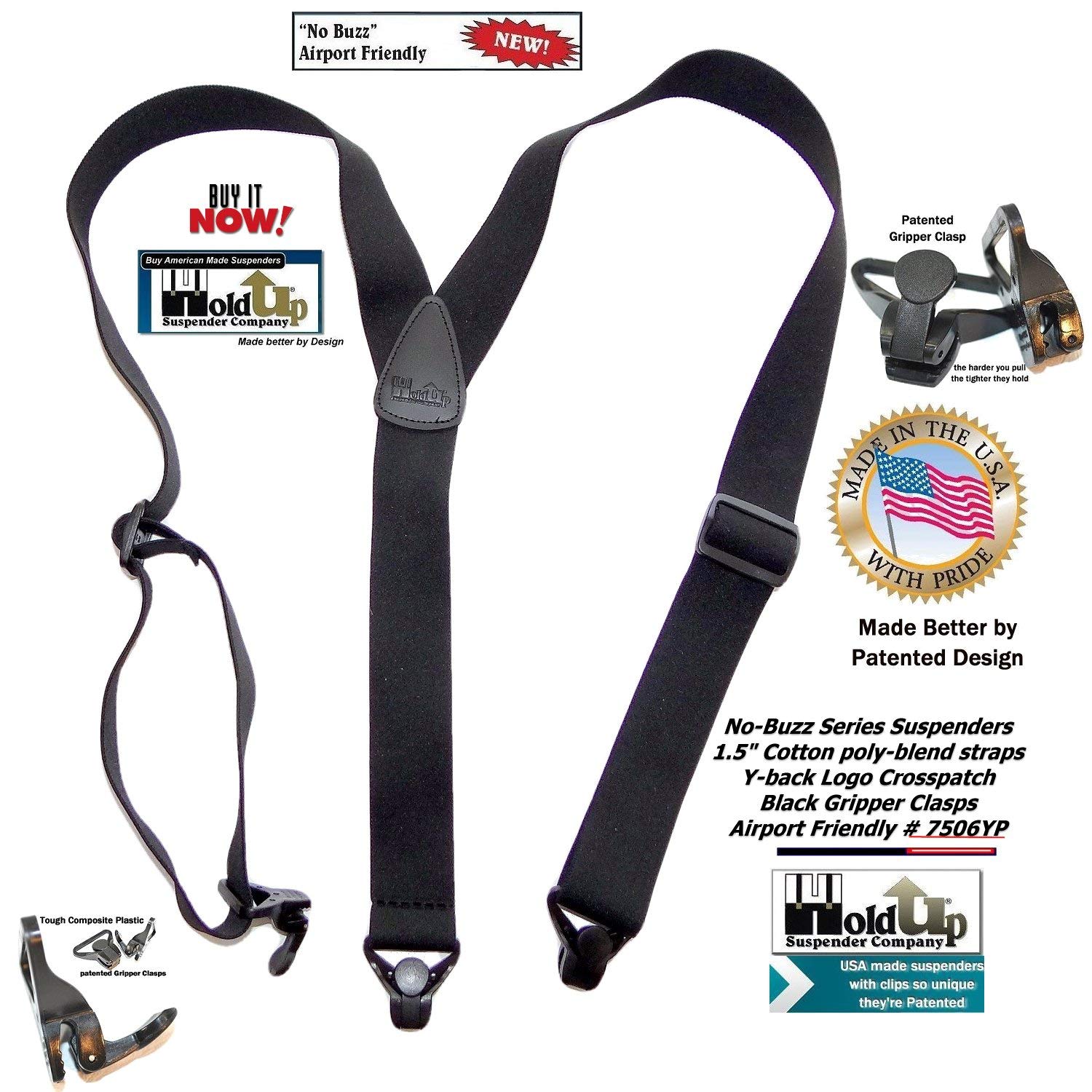 Holdup Suspender Company's Nobuzz Airport Friendly All Black Yback