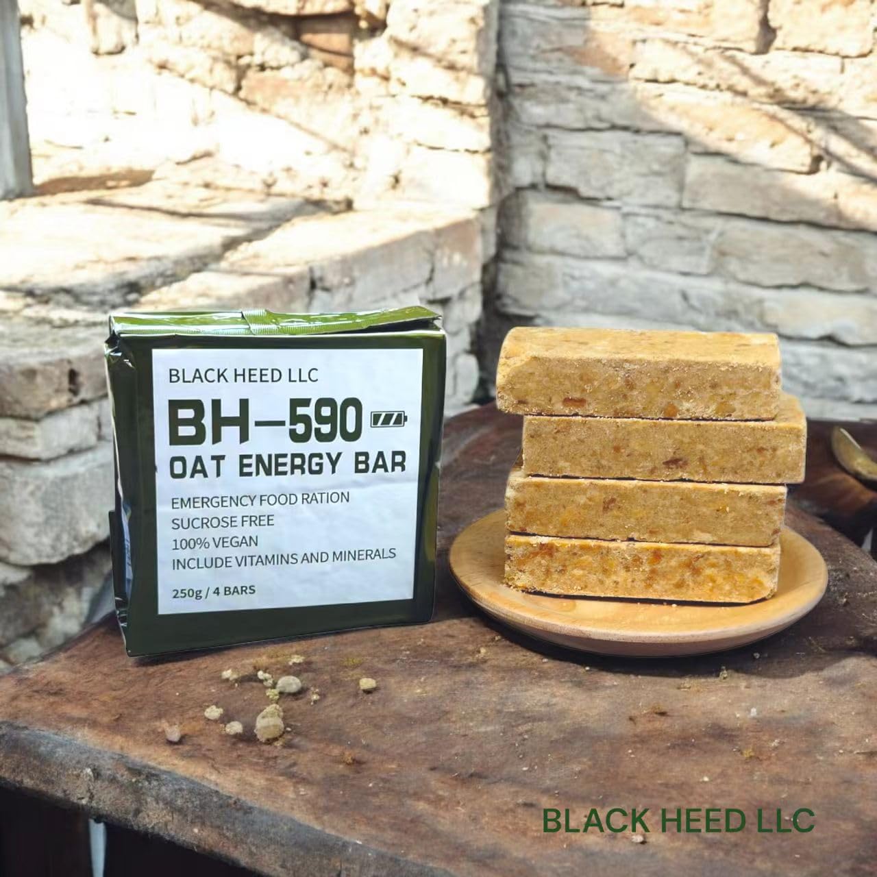 Durée de conservation de 20 ans！Barre énergétique d'avoine BH-590, Ration alimentaire d'urgence, barre de blé compressée, stockage des aliments de survie en plein air, végétalien (250 g/sac)