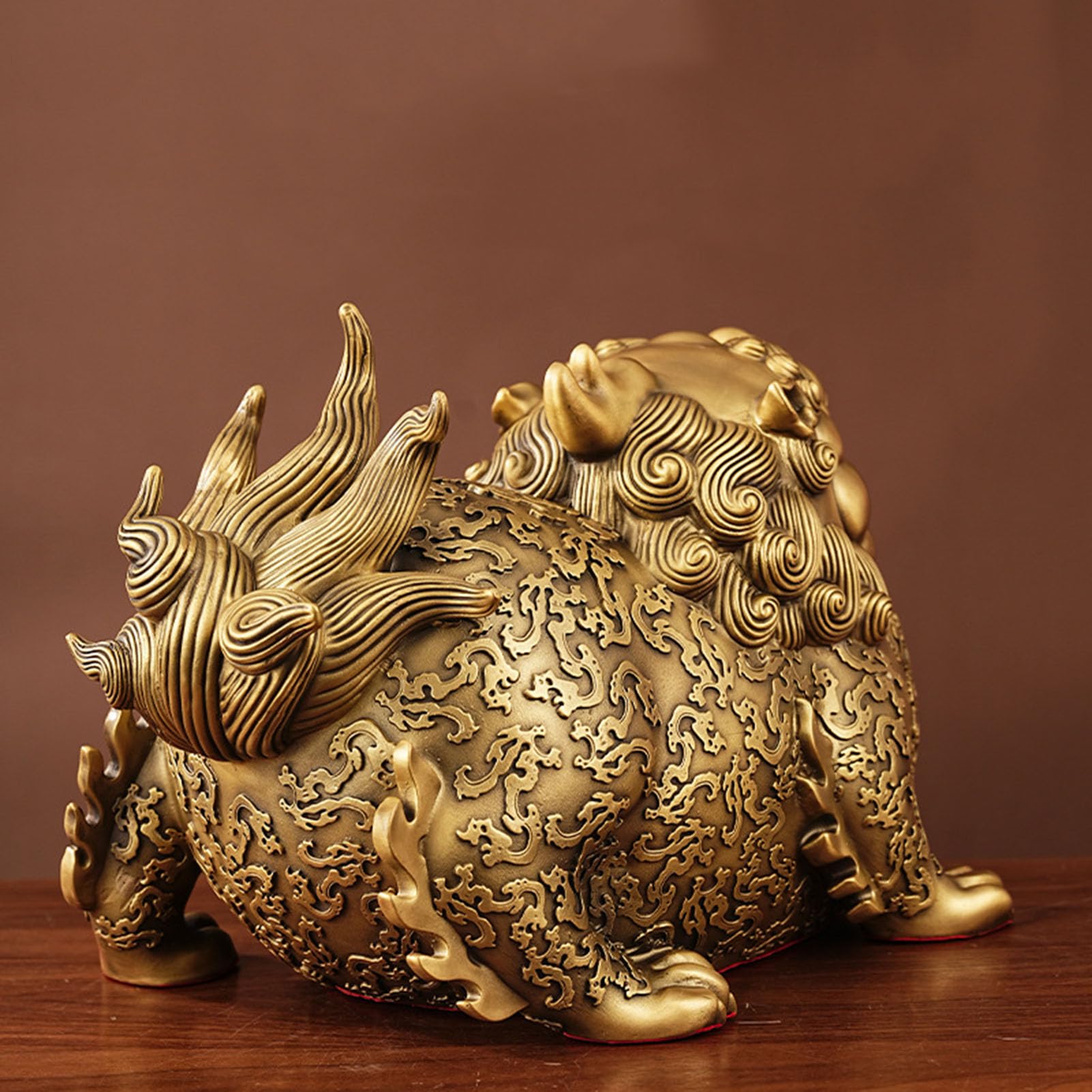 Feng Shui Pixiu Para posągów, złote bogactwo Pixiu Mosiężna figurka dobrobytu Wystrój bogactwa zwierząt dla domowego biura Przyciągaj pieniądze Powodzenia Rzeźba Dekoracja,L