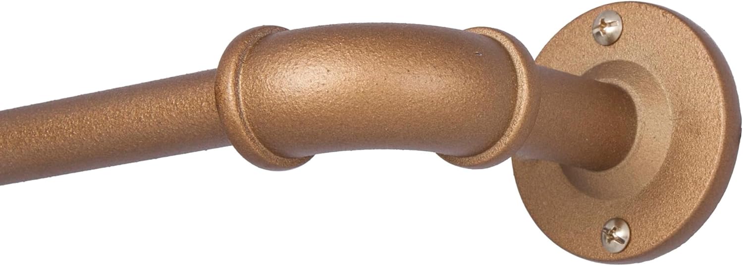 Sun Zero SN47076 Bronn Industrial Pipe Blackout Wrap Around Curtain Rod, 66-120" Adjustable Length, Aged Brass Finish, 3/4" Diameter Textured Steel Tube