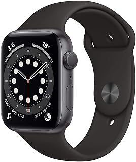 Apple Watch Series 6 44mm (GPS) - Space Grey Aluminium Case with Black Sport Band (Renewed)