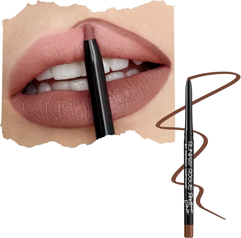 Runway Rogue Matte Lip Liner Pencil with Sharpener, ‘Trendsetter’ | Designer lip-liner pencil with a creamy glide, smudge- and water-resistant, vegan and cruelty-free, soft mocha shade