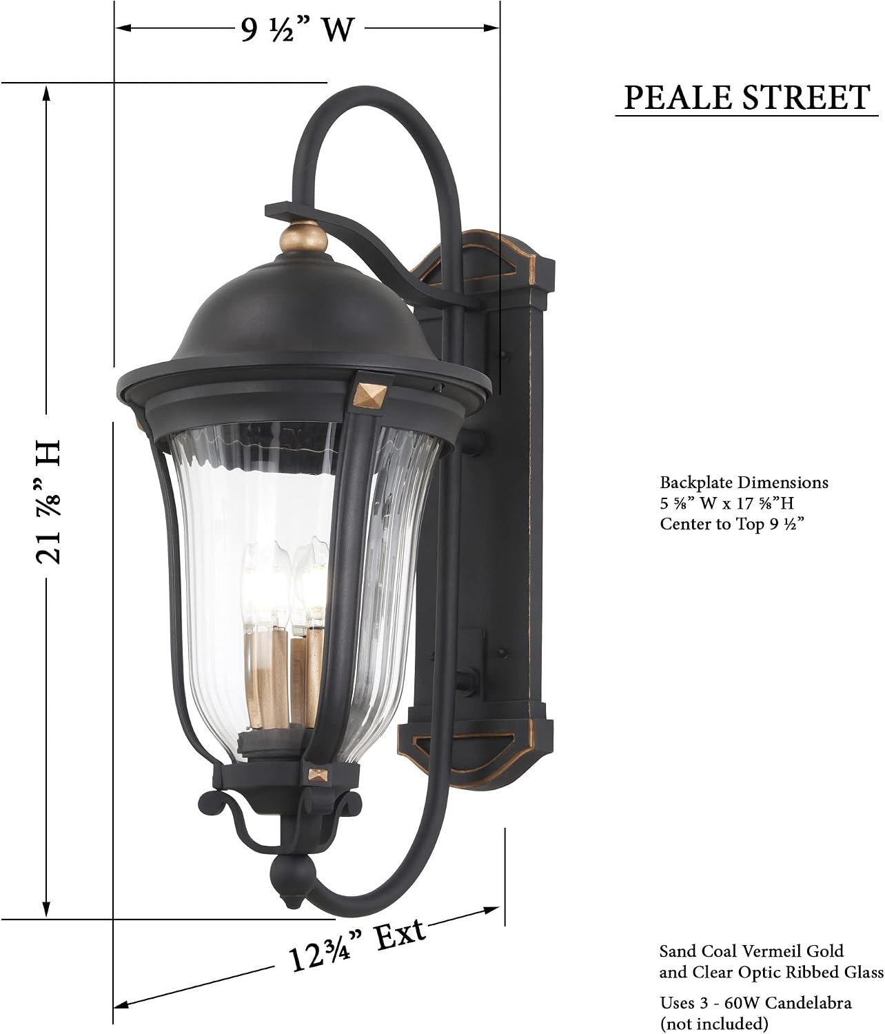 Minka Peale Street 21 3/4" Sand Coal and Gold Outdoor Wall Light