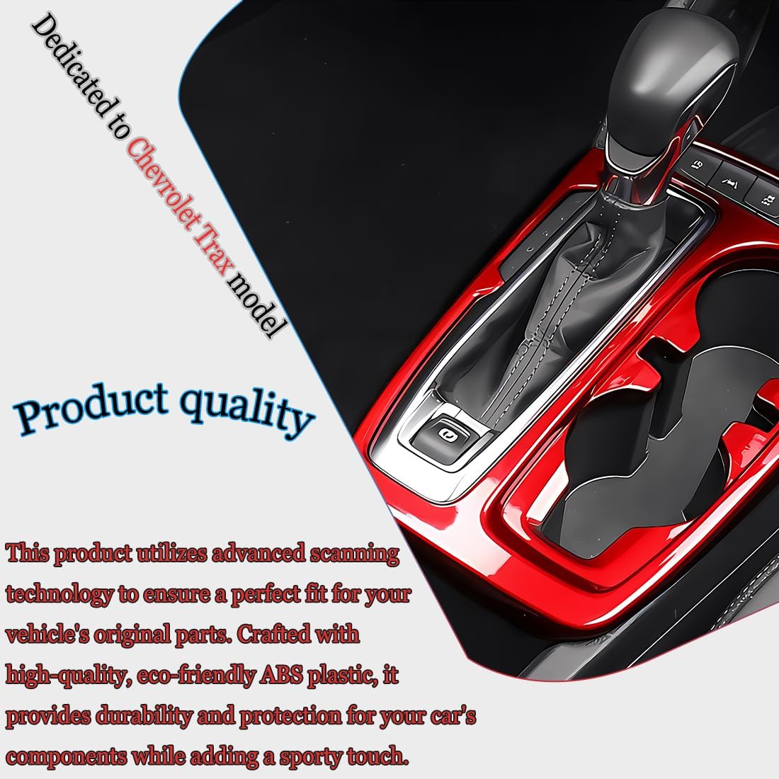 MUXEE Center Console Frame Gear Shift Panel Cover, for Chevrolet Trax 2024 2025 2026 - ABS Wine Red Sport Interior Trim Full Set Accessories