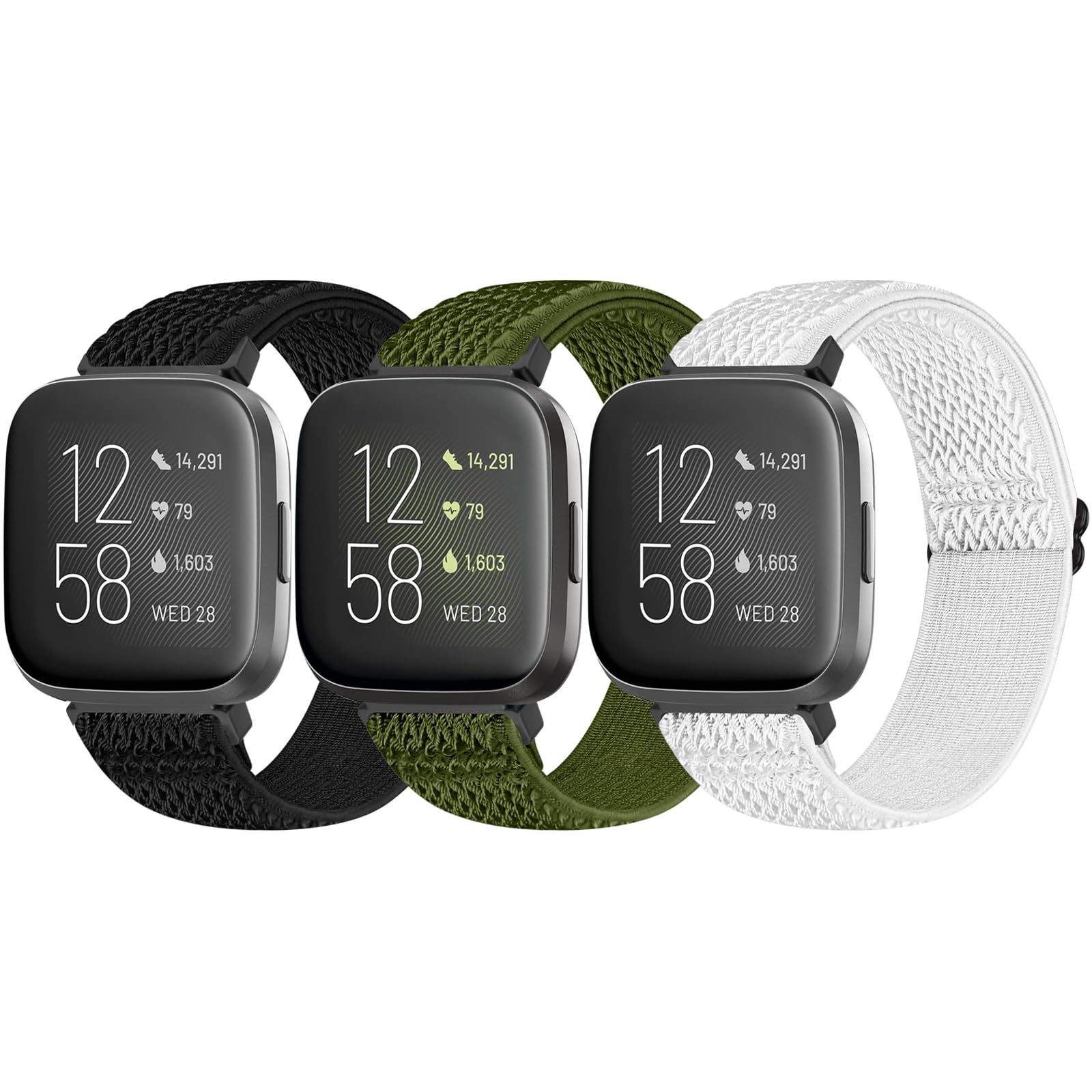Bcuckood 3 Pack Elastic Straps Compatible with Fitbit Versa 2/Versa Lite/Versa SE