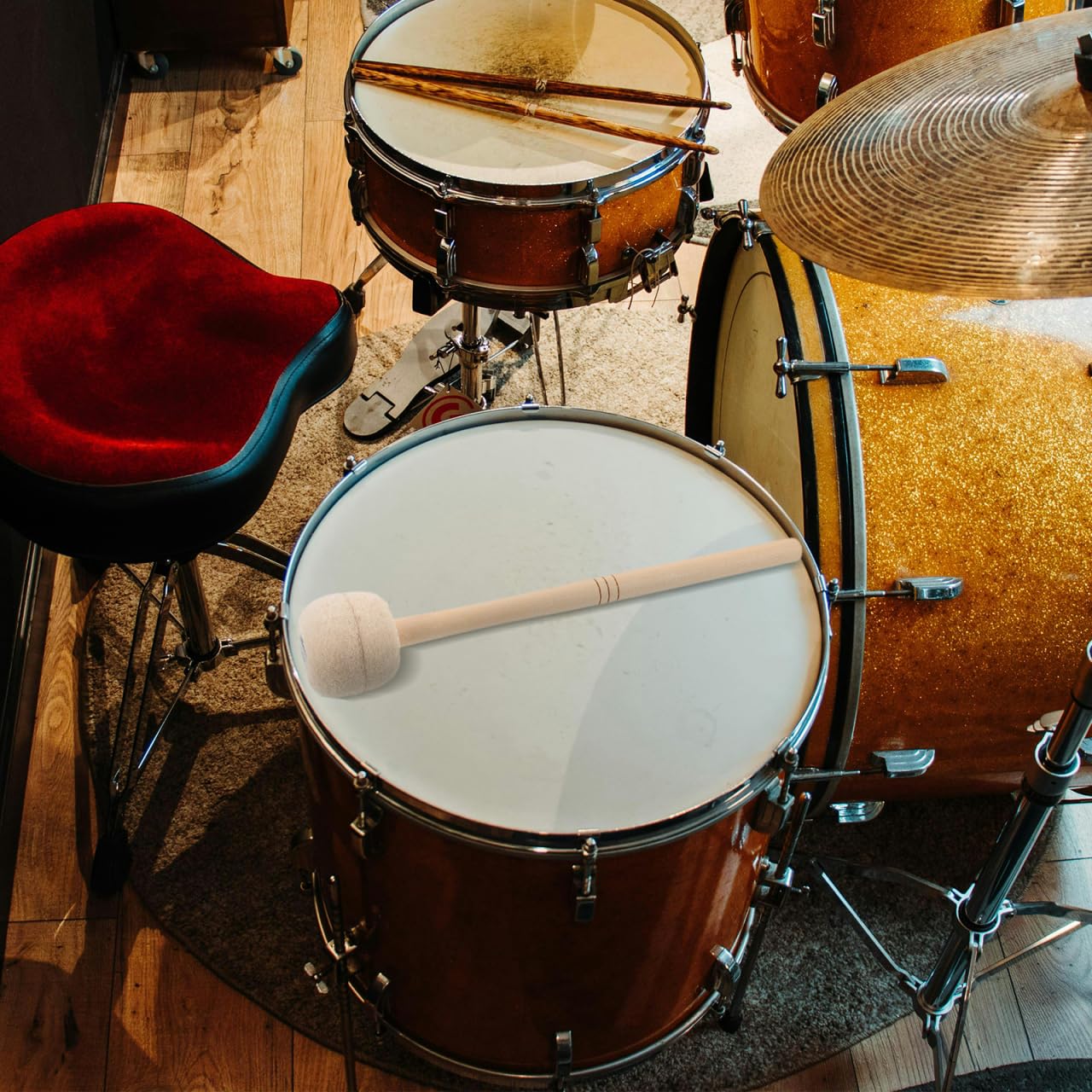 SUPVOX Maillets À Percussion En Feutre Avec Manche En Érable 36 Cm Accessoire De Batterie Polyvalent Pour Tambours Son Doux Prise Ergonomique