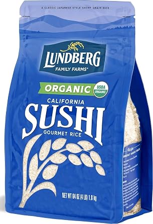 Lundberg Organic Sushi Rice, Sticky White Japanese-Style California-Grown Short Grains, 64 Oz