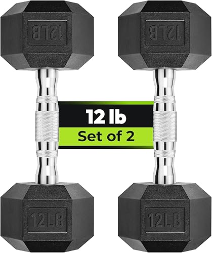 Juego de 2 mancuernas hexagonales de 3 a 100 libras con revestimiento de goma, para ejercicio y fitness, peso de mano para entrenamiento de fuerza