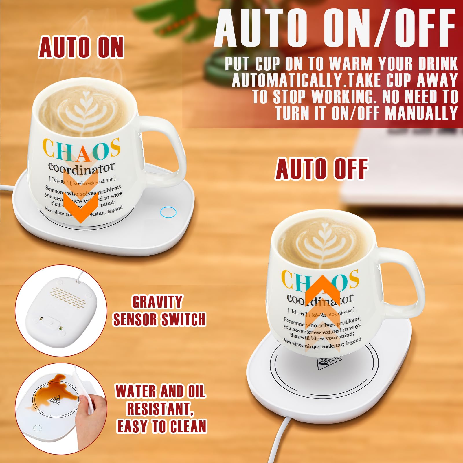 Juego de tazas de café para coordinador de graduación, calentador de tazas de café, para escritorio, oficina, hogar, con cuchara, agradecimiento, regalos de agradecimiento, compañero de trabajo 3