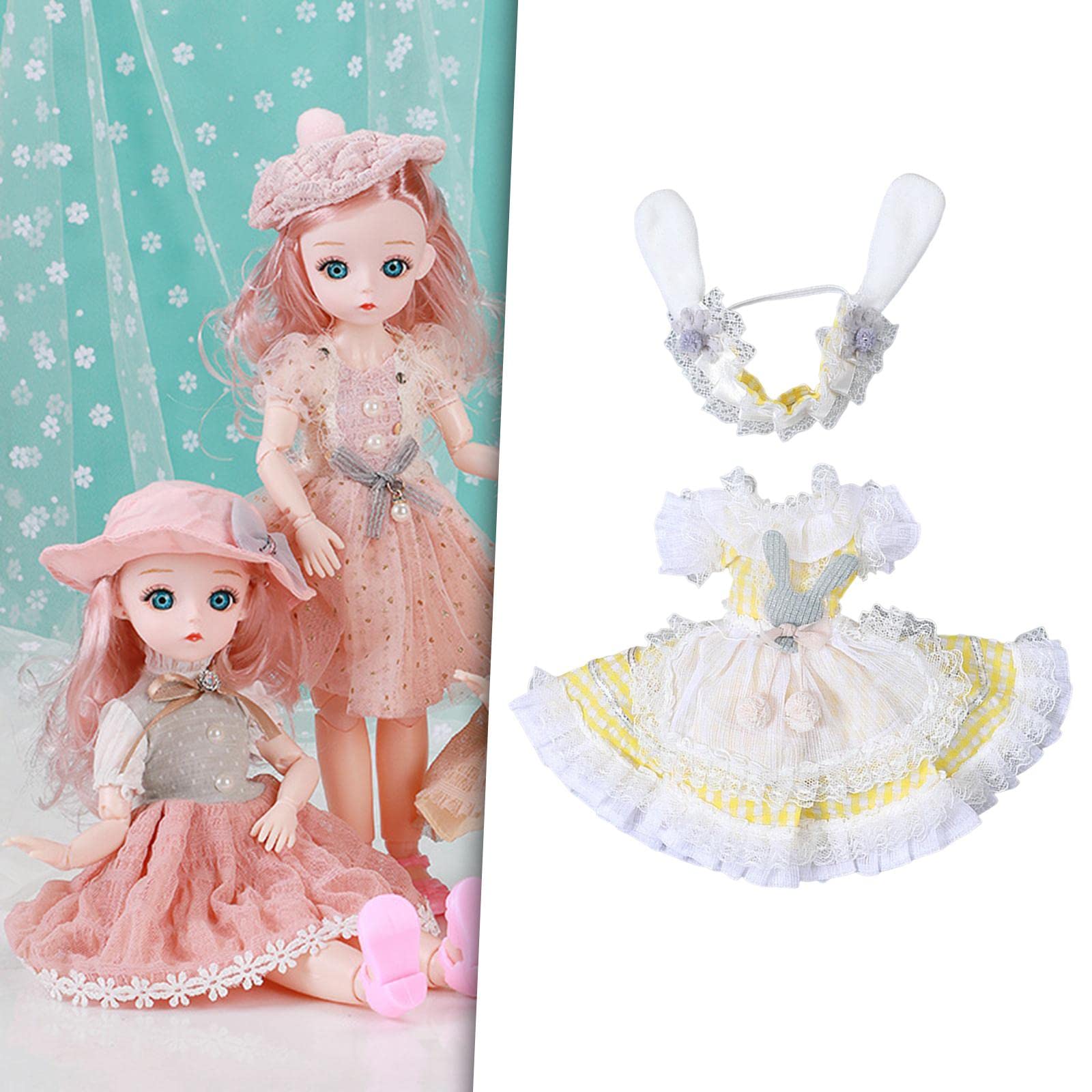 10 Set Puppenkleidung Kleid Kostüme Outfits Kollektionen Mode für 30cm Babypuppe Gelb