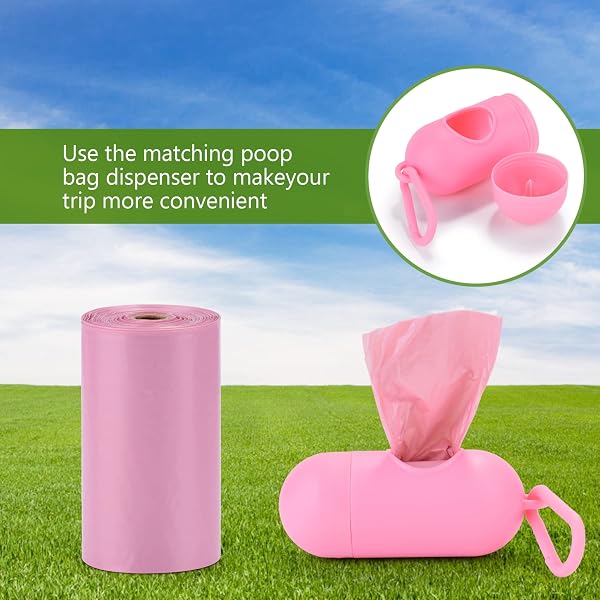 Biodegradable Pink Dog Poo Bags Lavender scent with Dispenser - 300 Large Poop Bags, Extra Thicken Strong Corn Starch Blended Compostable Leak Proof Poop Waste Bag for Dogs - 2
