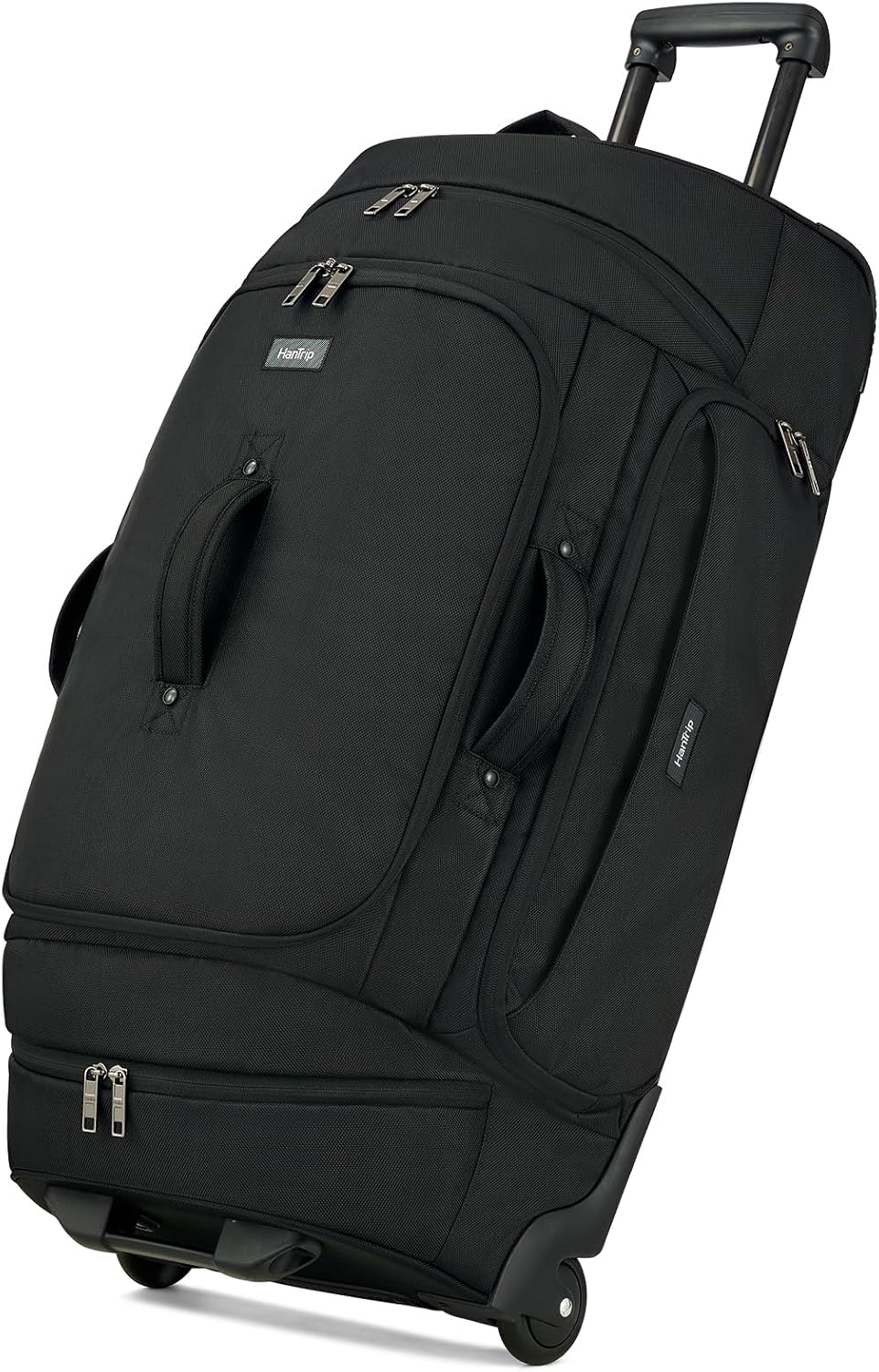 Large Rolling Suitcases 100L Duffle Bag with Wheels and Handle, Heavy Duty Extra Large Checked Luggage Bags for Travel, 2 Wheeled Big Soft Sided Luggage Weekender Bag with Wheels (Black)