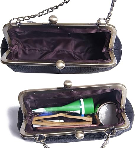 Miniatura 4 de Lanpet Cartera clásica para mujer con cierre de beso, con correa de cadena, bolso de hombro