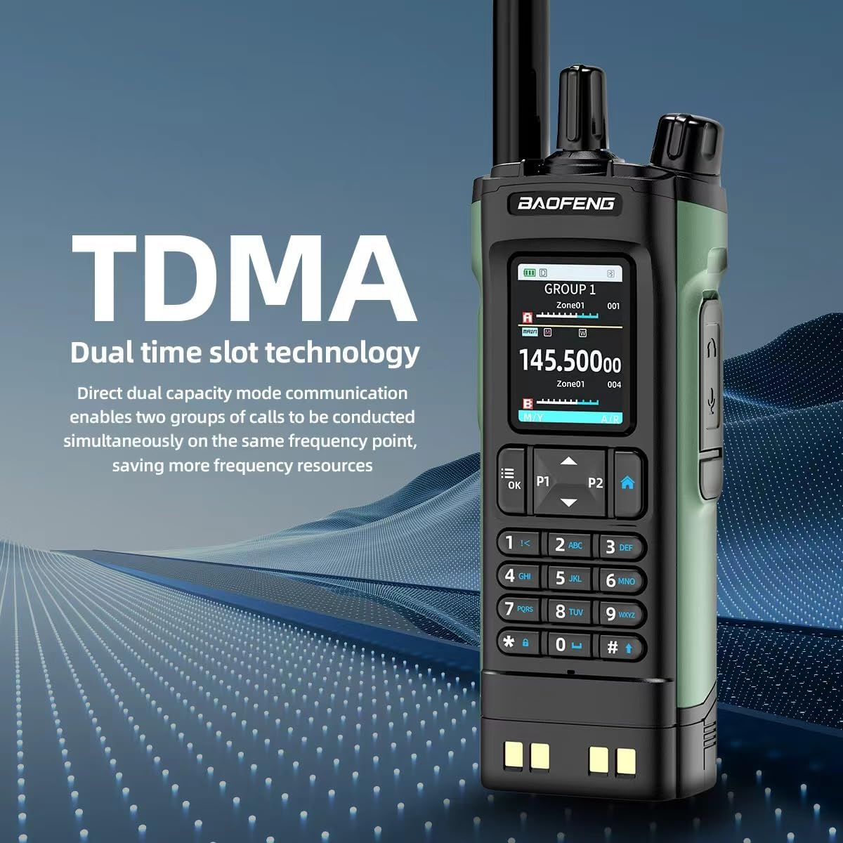 Baofeng DM-32UV Digital Analog Dual Band Two Way Radio, 10W UHF VHF DMR GPS Ham Radio with APRS, Type-C Charging, Wireless Copy, 4000 Channels, NOAA Weather Alert