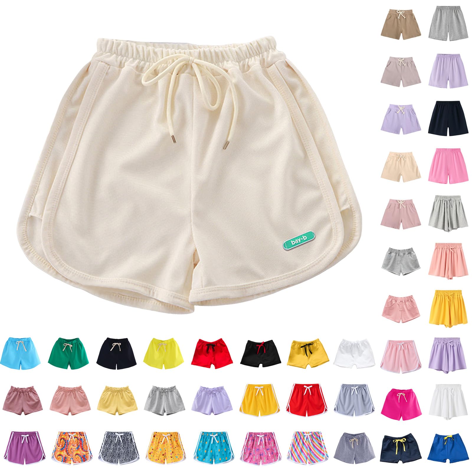 [Gonweil] キッズ ショートパンツ 女の子 スポーツ 短パン ビーチパンツ ガールズ 夏服 柔らかい 通気性 伸縮性 ヨガ ランニング 夏 無地 子供服 ベビー服 パイピング ボトムス 綿 ポケット ダンス 80-190cm