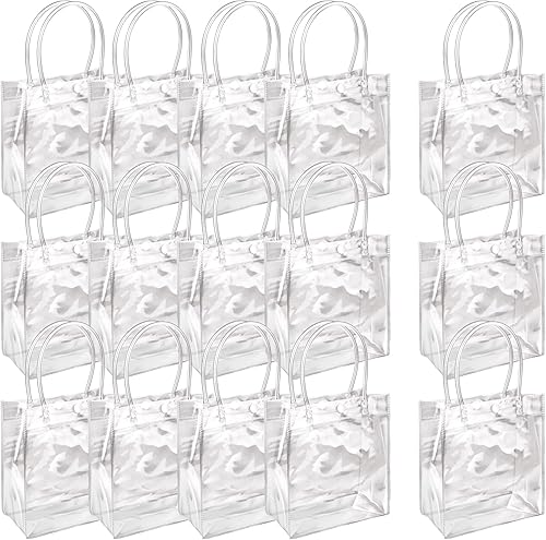 WYOMER - Bolsas transparentes de regalo de PVC transparente con asa, bolsas de compras con asa para compras, venta al por menor, negocios, boutique,