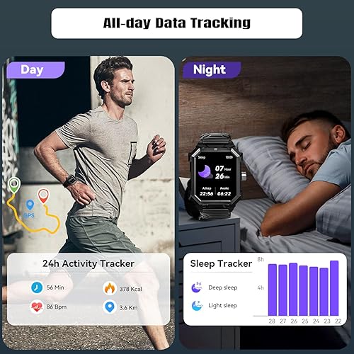 Miniatura 6 de Reloj inteligente militar Alpha Gear indestructible para hombre, táctico de 1.96 pulgadas, reloj inteligente táctil para Android, iPhone, IP69,