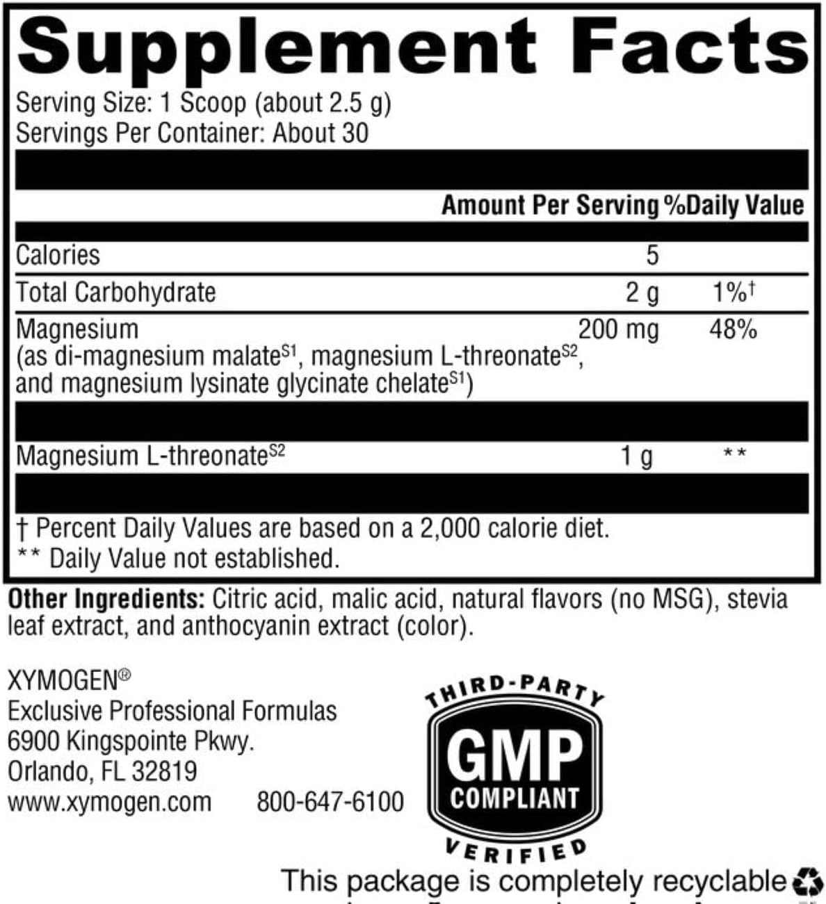 XYMOGEN OptiMag Neuro - Brain Health & Relaxation Support - Magnesium Glycinate & L-Threonate - Chelated Magnesium Powder - Mixed Berry Flavor - 2.64 Oz