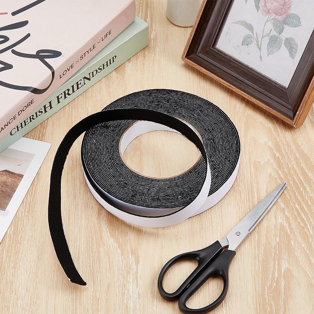 BENECREAT Nastro Adesivo In Feltro Da 10m x 2cm x 1mm, Rotolo di feltro Nero per Proteggere Mobili, Pavimenti In Legno, Sedie, Pareti