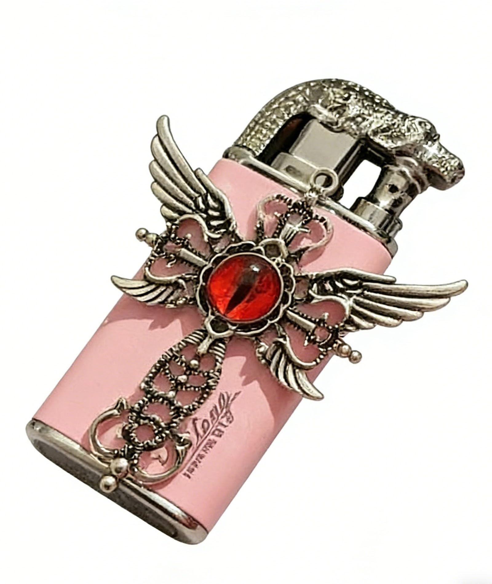Ewoke Pink Butane Dual Flame Lighter Soft/Jet Flame Switchable Windproof Refillable Lighter With Adjustable Flame (Pink)