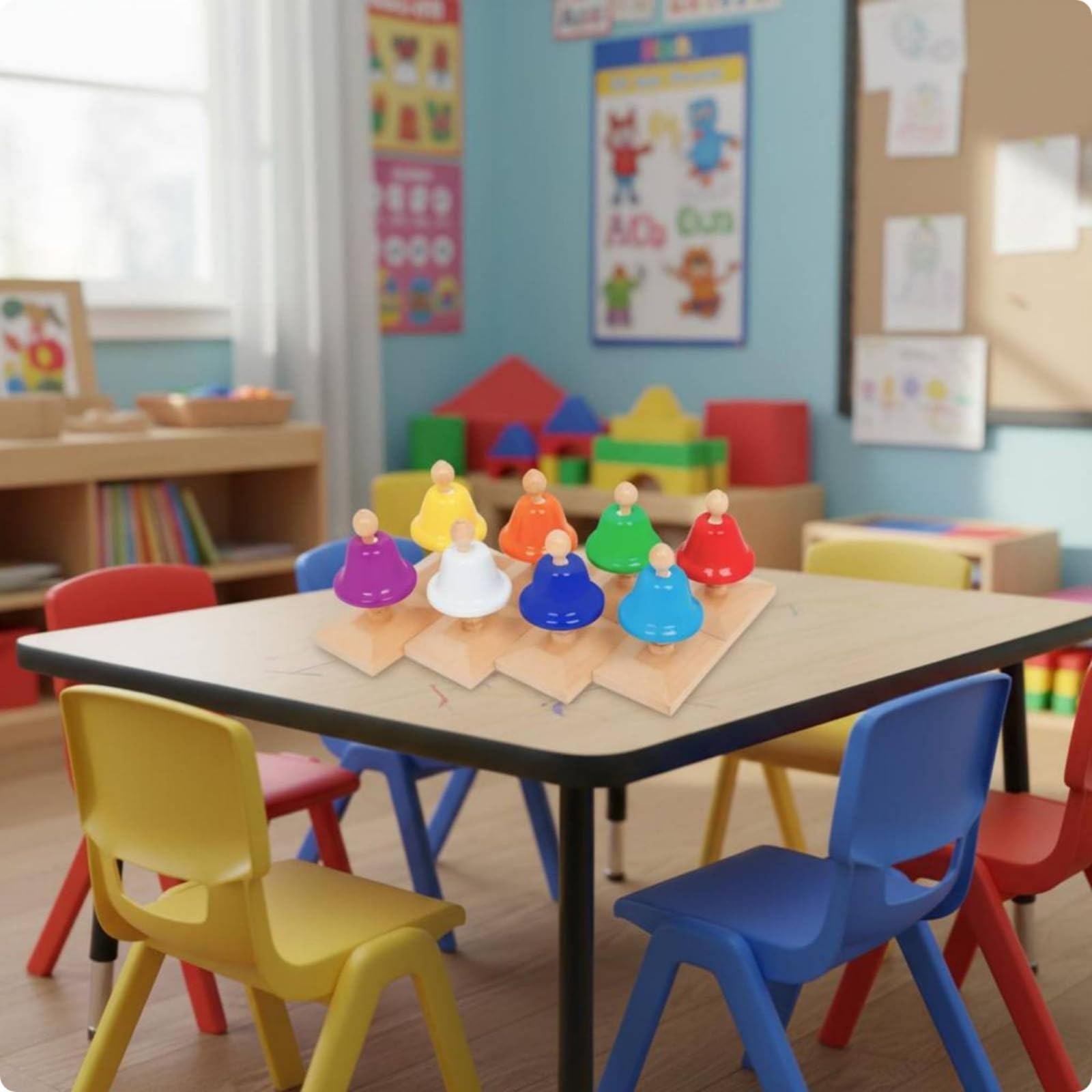 Campana Educativa Infantil Campanas Mano Instrumento Musical Juguete Aprendizaje Madera Metal Práctica Percepción Juego Interactivo Adecuada para Niños Aula Música