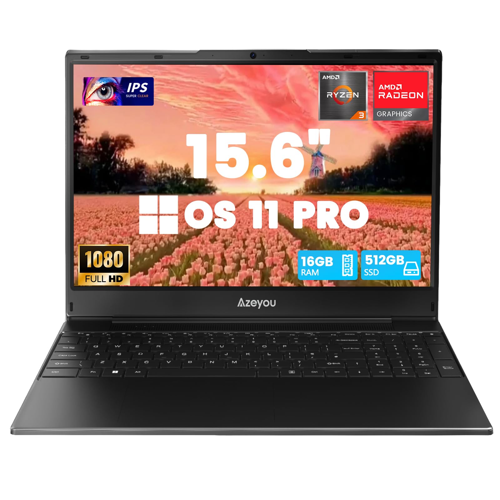 Ordinateur Portable Robtomp N15A 15,6" FHD IPS - AMD Ryzen 3 3200U, 16 Go RAM, 512 Go SSD - Windows 11 Pro - Wi-Fi 5G, USB-C, HDMI