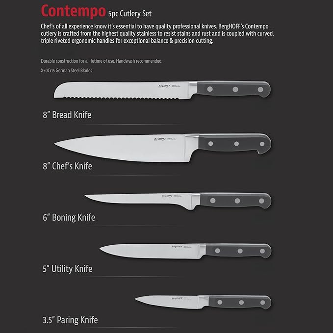 Set Cuchillos Cocina 5 Piezas Acero Inoxidable miniatura 5
