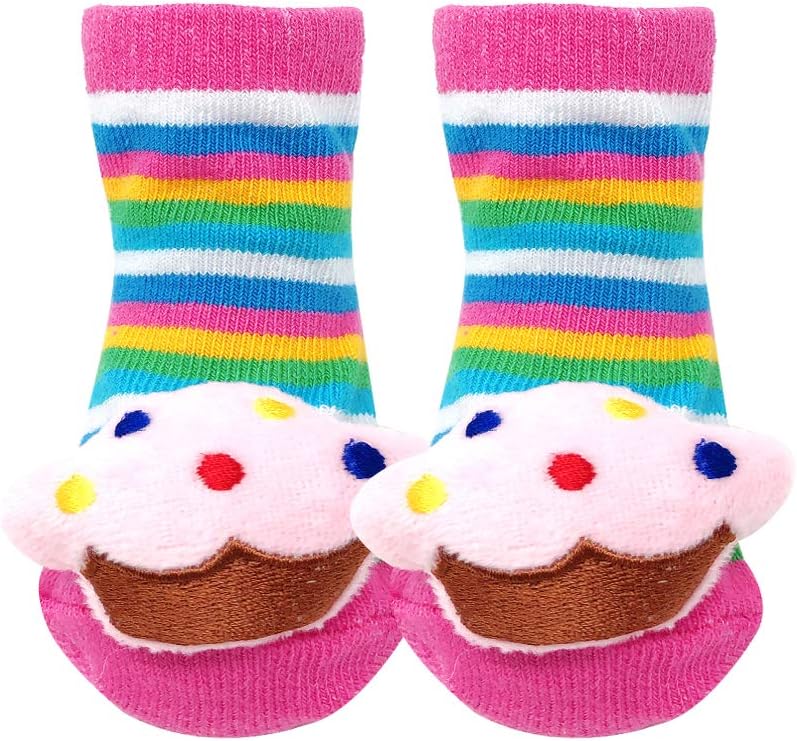 allydrew Newborn 3D Booty Slipper 3D Non-Skid Socks Cartoon Booties (Set of 6)