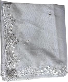 Dyeable Silver Shimmer Sequence Cutwork Embroidery & Buti Dupatta Price In India