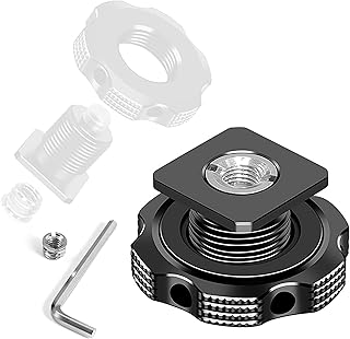 Cold Shoe Adapter with Dual 1/4 & 3/8 Screw Mount – Aluminum Alloy Camera Mount with Anti-Scratch Pad for Tripod
