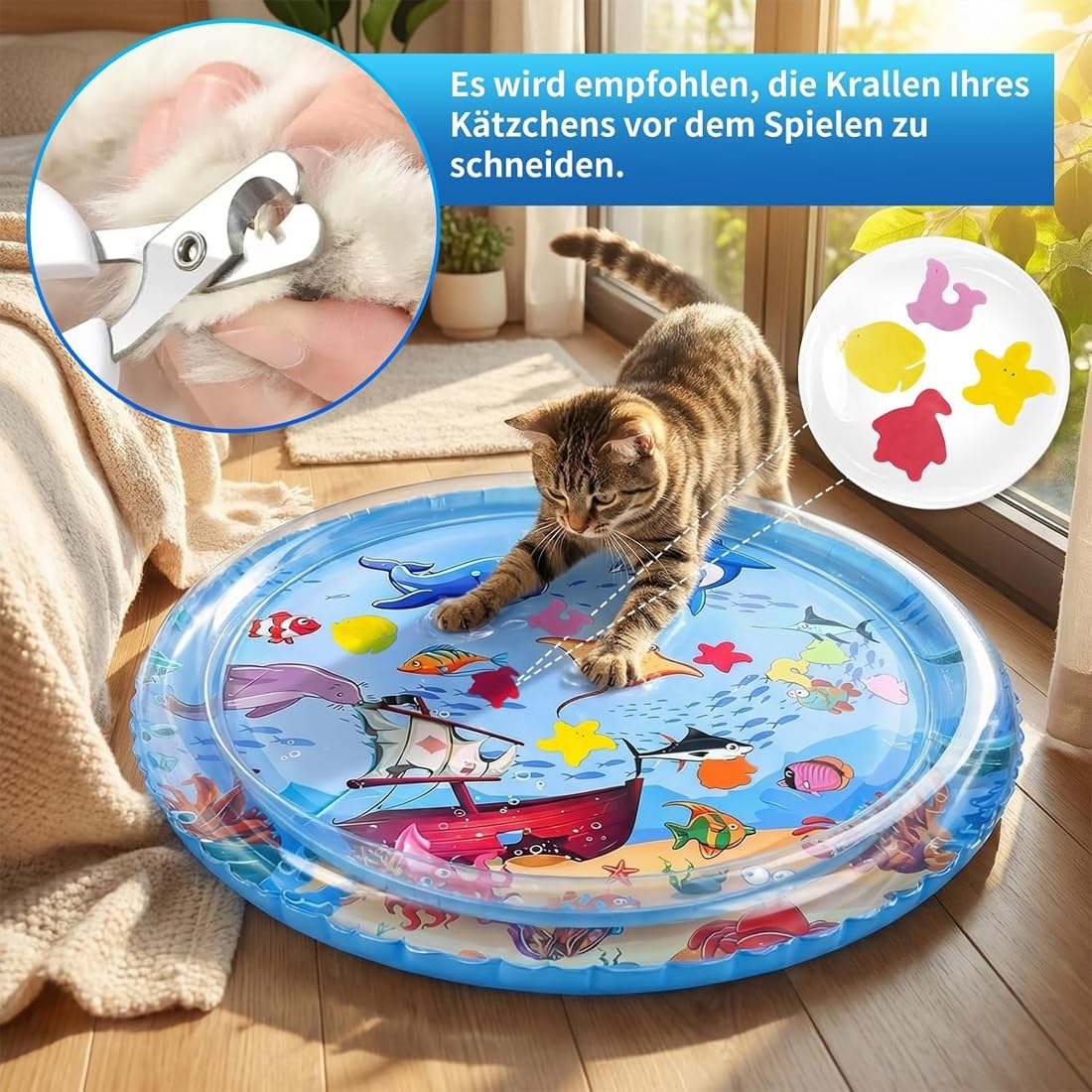 Sensorische Wasserspielmatte für Katzen, Pfotenteich für Katzen(1pc-h)