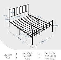 Vista 27 de Yaheetech Base de cama individual con plataforma de metal, base de colchón con cabecero y estribo, no necesita somier, almacenamiento debajo