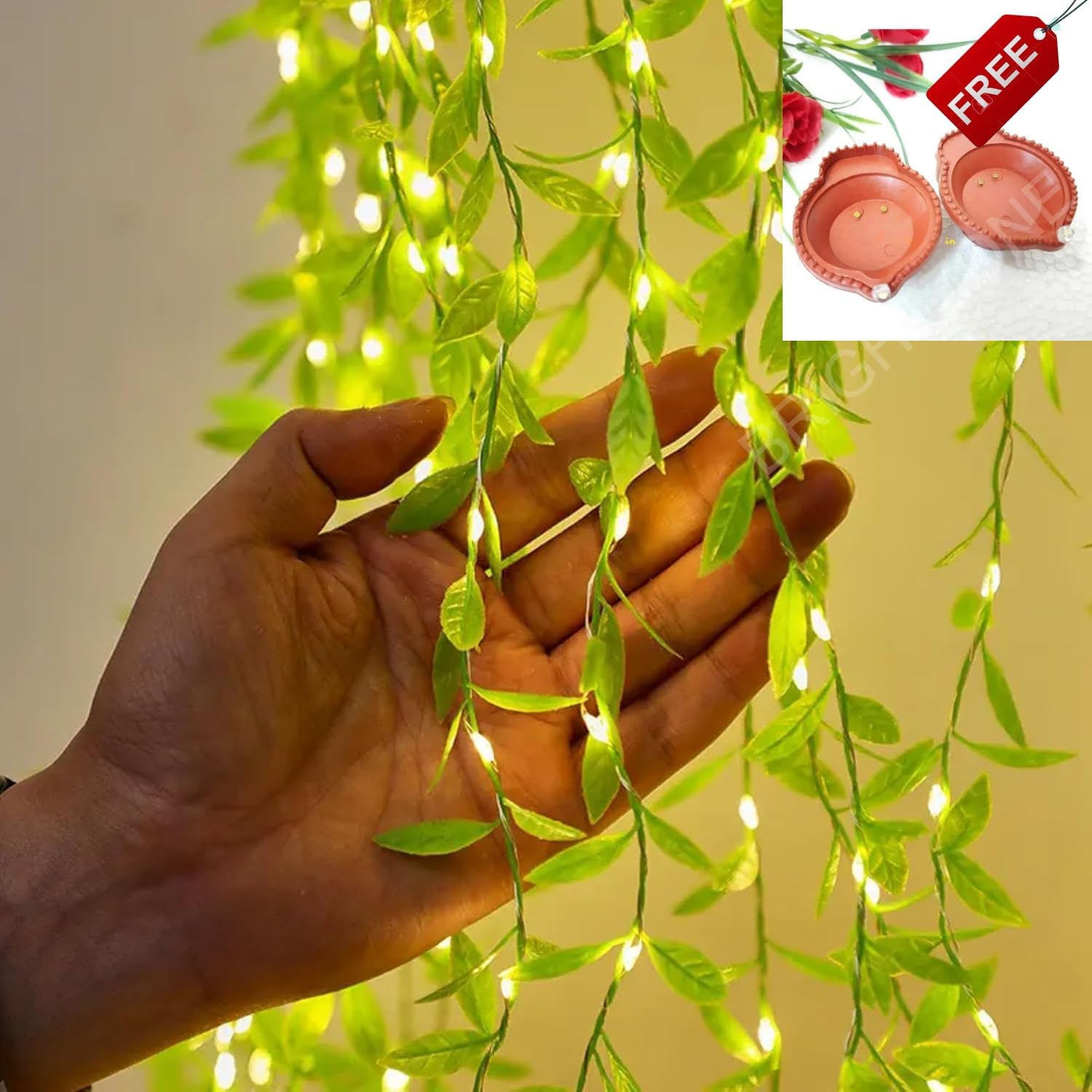 KriMARTLeaf String Light for Decoration – 20 LED Artificial Vine Light, Battery Operated, Warm White Fairy Light for Home, Garden, Bedroom, Diwali, Christmas Decor ganpati festivels Other-image-42