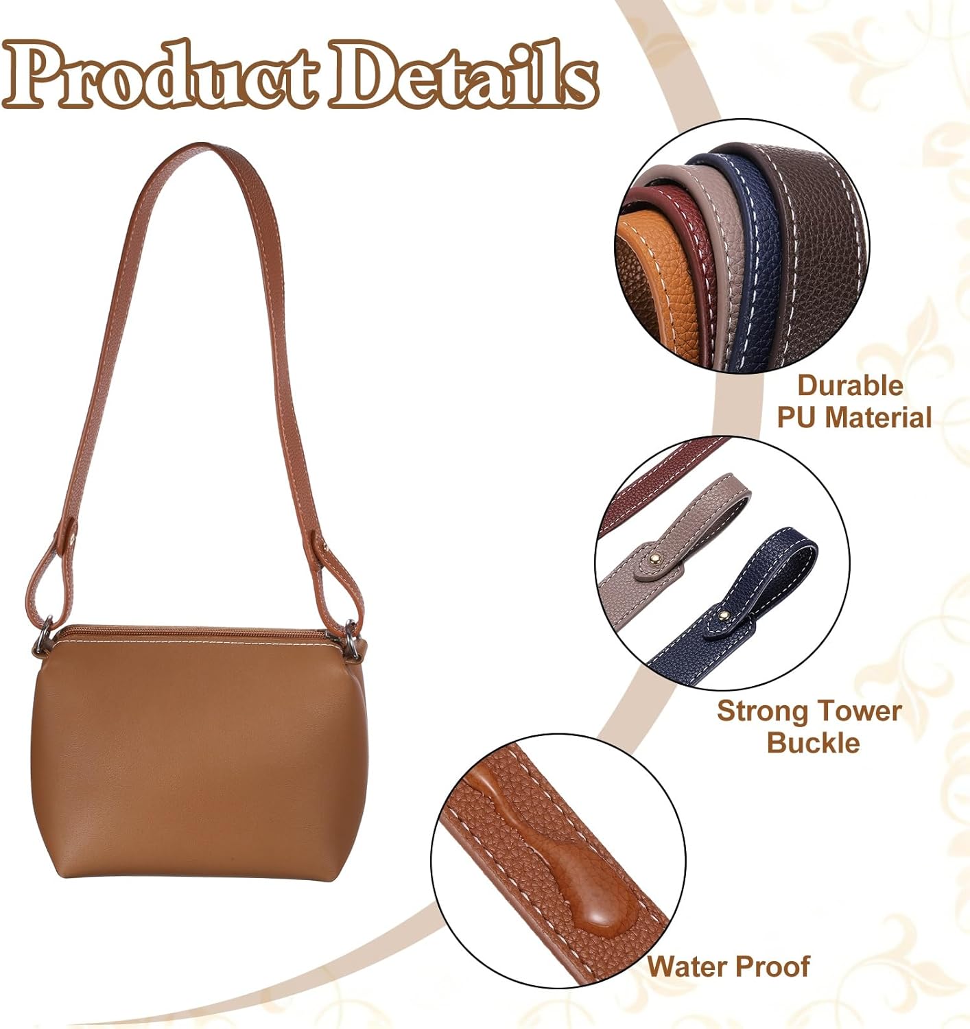 uxcell Purse Strap Crossbody, 26 Inch Soft Leather Strap, Leather Purse Handles Handbag Handles Replacement for Tote Bag, DIY Handcrafted Bag Making Accessories, Dark Brown - Image 3