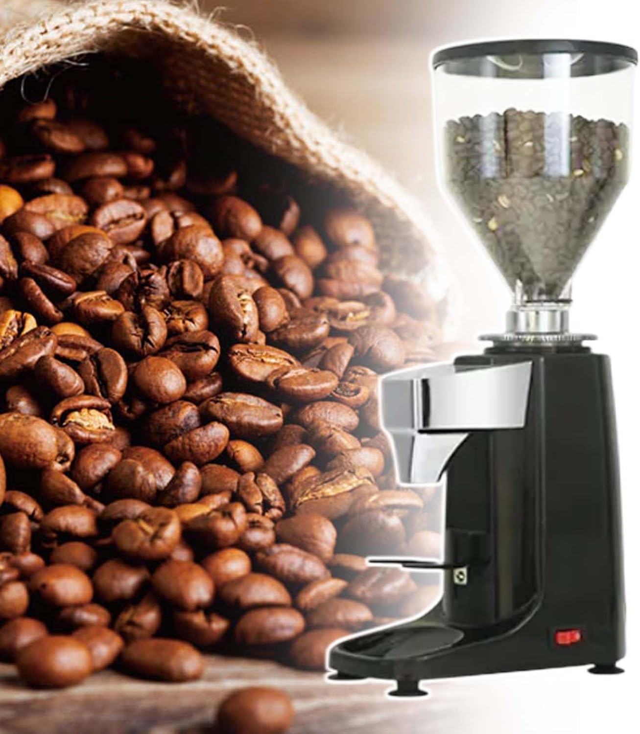 Household Automatic Coffee Bean Grinder, With 1.5L Hopper,Commercial Electric Coffee Grinder,With 19 Settings,Black