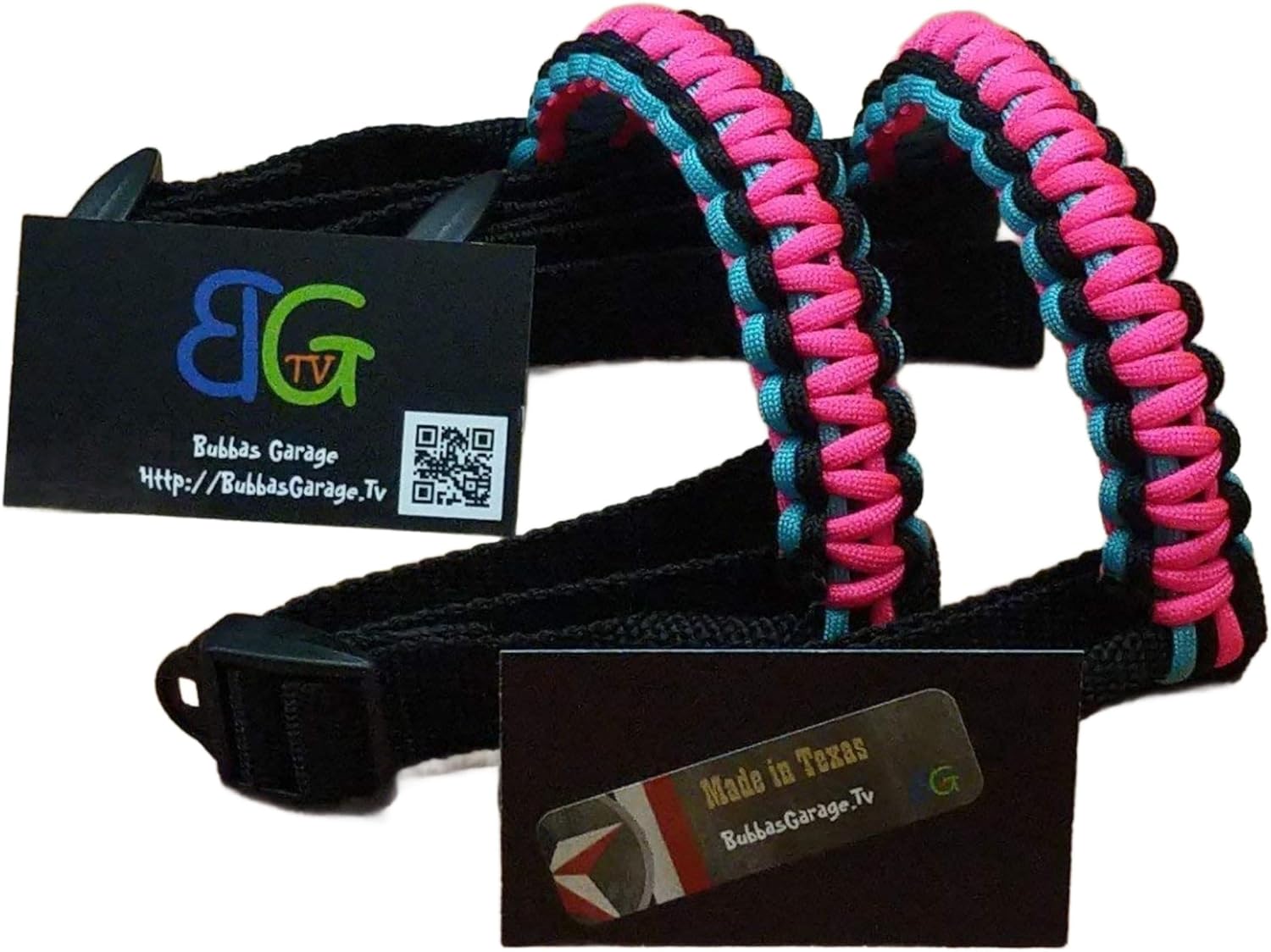 BubbasGarageTv Paracord Grab Handles for Jeep Wrangler - Turquoise/Black & Hot Pink - Pick Your Pairs